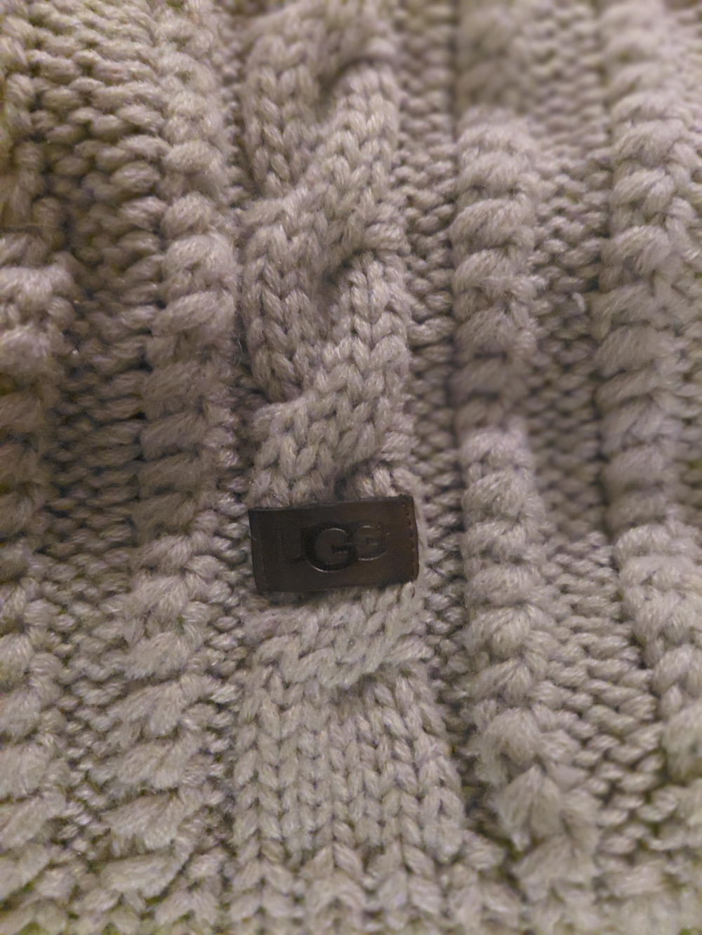 Cable Knit Turtleneck Ugg Dog Sweater - Light Gray - Picture 4 of 6